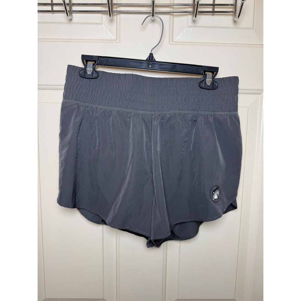 Buc-ee's Athletic Shorts Gray Smocked Waist Beaver Logo Size